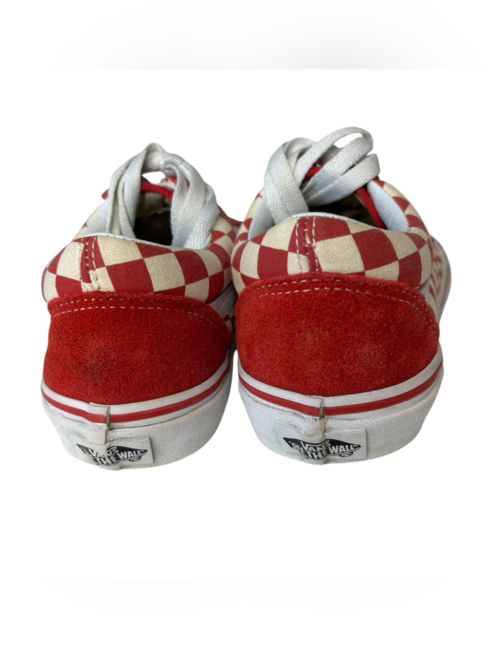 VANS Men 6 6.5 Women 7.5 8 Red White Checkerboard Canvas Lace-Up Sneakers. - Picture 4 of 11